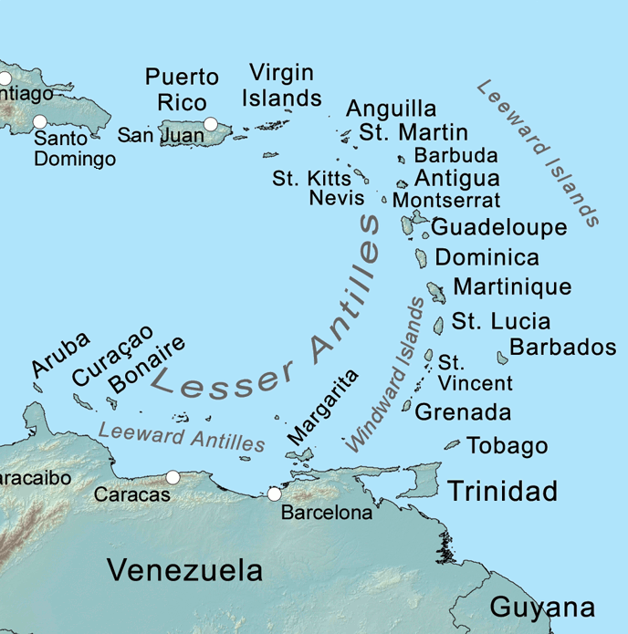 Lesser Antilles Islands Map