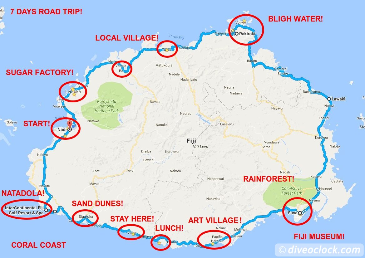 map of fiji resorts coral coast Fiji Road Trip On A Budget 7 Days Viti Levu Itinerary Dive O map of fiji resorts coral coast